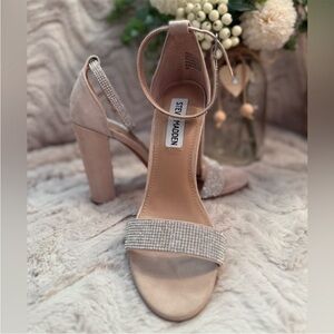 Steve Madden Kalina Rhinestone Nude Suede Heels